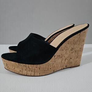 Sz 12 Veronica Beard Black Wedge Sandals